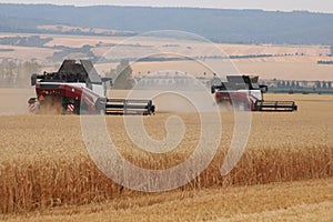 Rostselmash combine threshing wheat in Germany