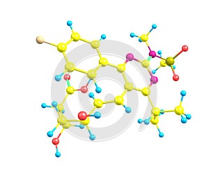 Rosuvastatin molecule on white