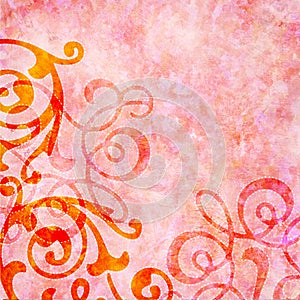 Rosy pink background with colorful swirls photo