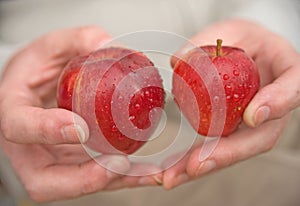 Rosy red apples: size matters.