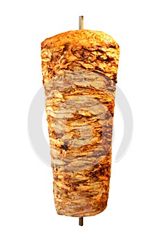 Rotary cooked Turkish chicken doner kebab