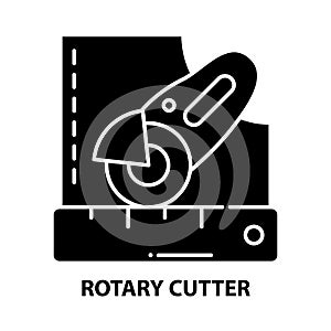 rotary cutter icon, black vector sign with editable strokes, concept illustration