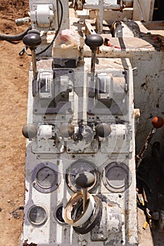 Rotary drill rig controls.