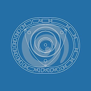 Rotary Wankel engine. Vector illustration