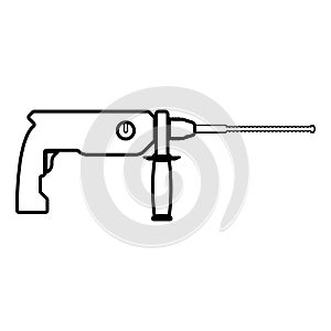 Rotary hammer demolition icon black color illustration flat style simple image