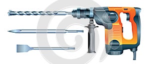 Rotary hammer drill machine and hammer drill bits