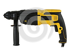 Rotary hammer on white background