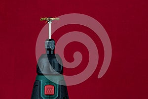 Rotary Hand Tool on a Red Background