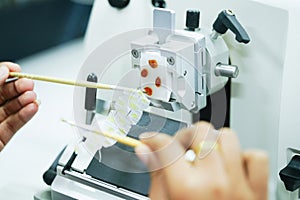 Rotary Microtome Section for diagnosis in pathology make microscope slide histology.