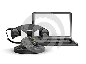 Rotary phone and laptop photo