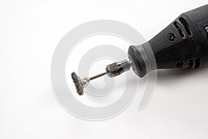 Rotary tool with wire brush mounted