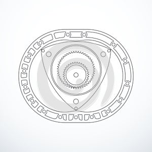 Rotary Wankel engine. Vector illustration