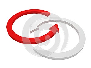 Rotate circle red and white arrows on white