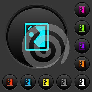 Rotate image left dark push buttons with color icons