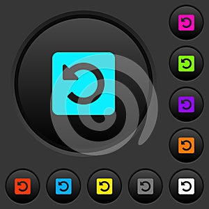 Rotate left dark push buttons with color icons