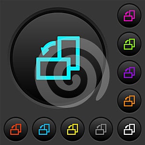 Rotate left dark push buttons with color icons