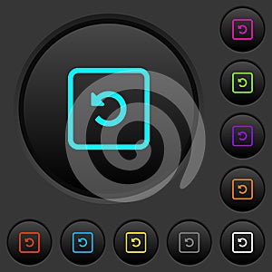 Rotate object left dark push buttons with color icons