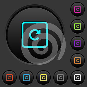 Rotate object right dark push buttons with color icons