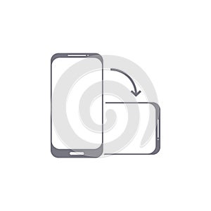 Rotate phone vector icon. Flip screen mobile phone device orientation symbol