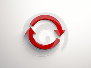 Rotate Red Symbol. 3D Render Illustration