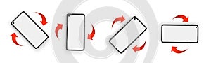 Rotate smartphone. Rotate Mobile phone. Device rotation symbol. Vector