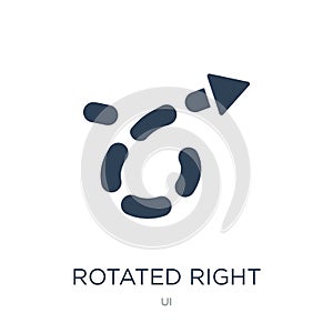 rotated right arrow with broken line icon in trendy design style. rotated right arrow with broken line icon isolated on white