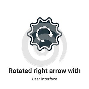 Rotated right arrow with broken line vector icon on white background. Flat vector rotated right arrow with broken line icon symbol