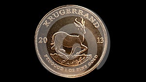 Rotating 1oz gold Krugerrand coin