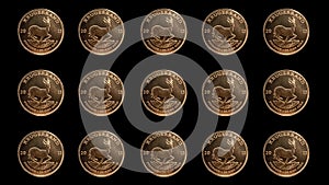 Rotating 1oz gold Krugerrand coin