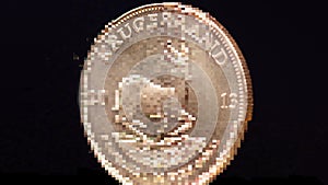 Rotating 1oz gold Krugerrand coin