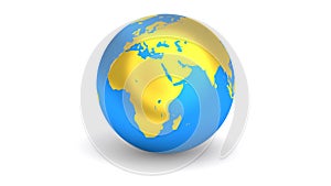 Rotating 3D Earth golden blue planet