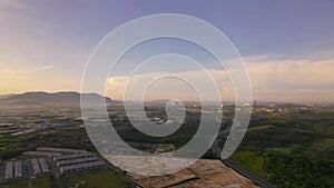 Rotating aerial view of the Bandar Puteri suburban town in Kajang, Selangor