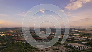 Rotating aerial view of the Bandar Puteri suburban town in Kajang, Selangor, Malaysia