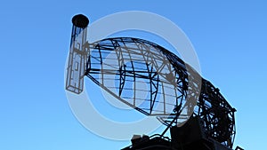 Rotating antenna of military radar air defense system.