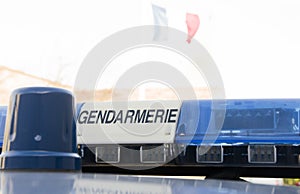 Rotating beacon on gendarmerie vehicle photo