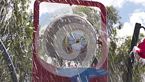 The rotating bowl of the water feature of a pool