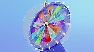 Rotating colorful wheel of luck or fortune. Front view, roulette fortune spinning wheels, casino wheel. Colorful Wheel