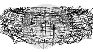 Rotating deformable black mesh. 3d render