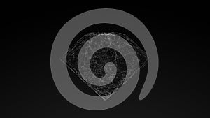 Rotating diamond 3d symbol on black background,4k video