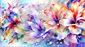 Rotating display of floral painting with mixed blooms