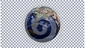 Rotating Earth On Alpha Screen Background 4K. Earth Rotates Anticlockwise Seamless Looping 3D Animation