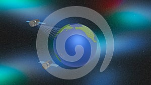 Rotating globe and satellites
