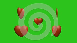 Rotating hearts green screen