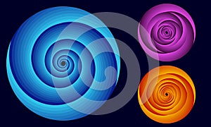 Rotating hypnotic circles in differents colors and rotations