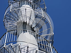 Rotating metal stairs - geometric patterns.