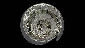 Rotating obverse of Venezuela coin 1 bolivar 1967.