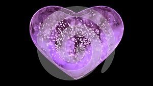Rotating Pink Ice Glass Heart with snowflakes inside Alpha Matte Loop 4k