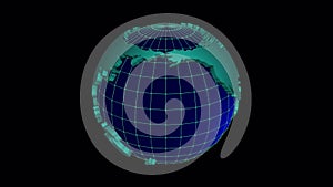 Rotating Planet Earth Isolated on Transparent Background.