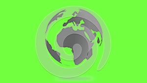 Rotating Planet Earth Silver Globe. Chroma Key Green Screen - Alpha, Luma, Matte 4K 60 fps footage background