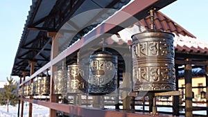 Rotating A Prayer Wheels At Rinpoche Bagsha Buddhist Monastery